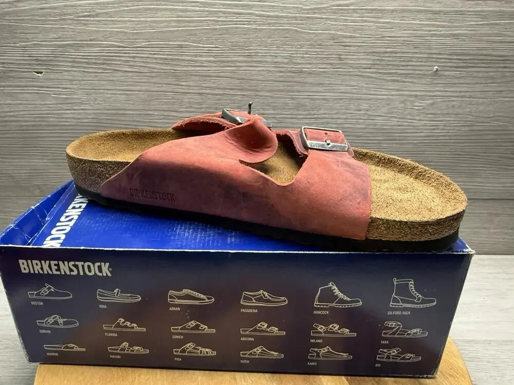 Men 12 Birkenstock Arizona Big Buckle | Mars Red |  Soft Bed.
